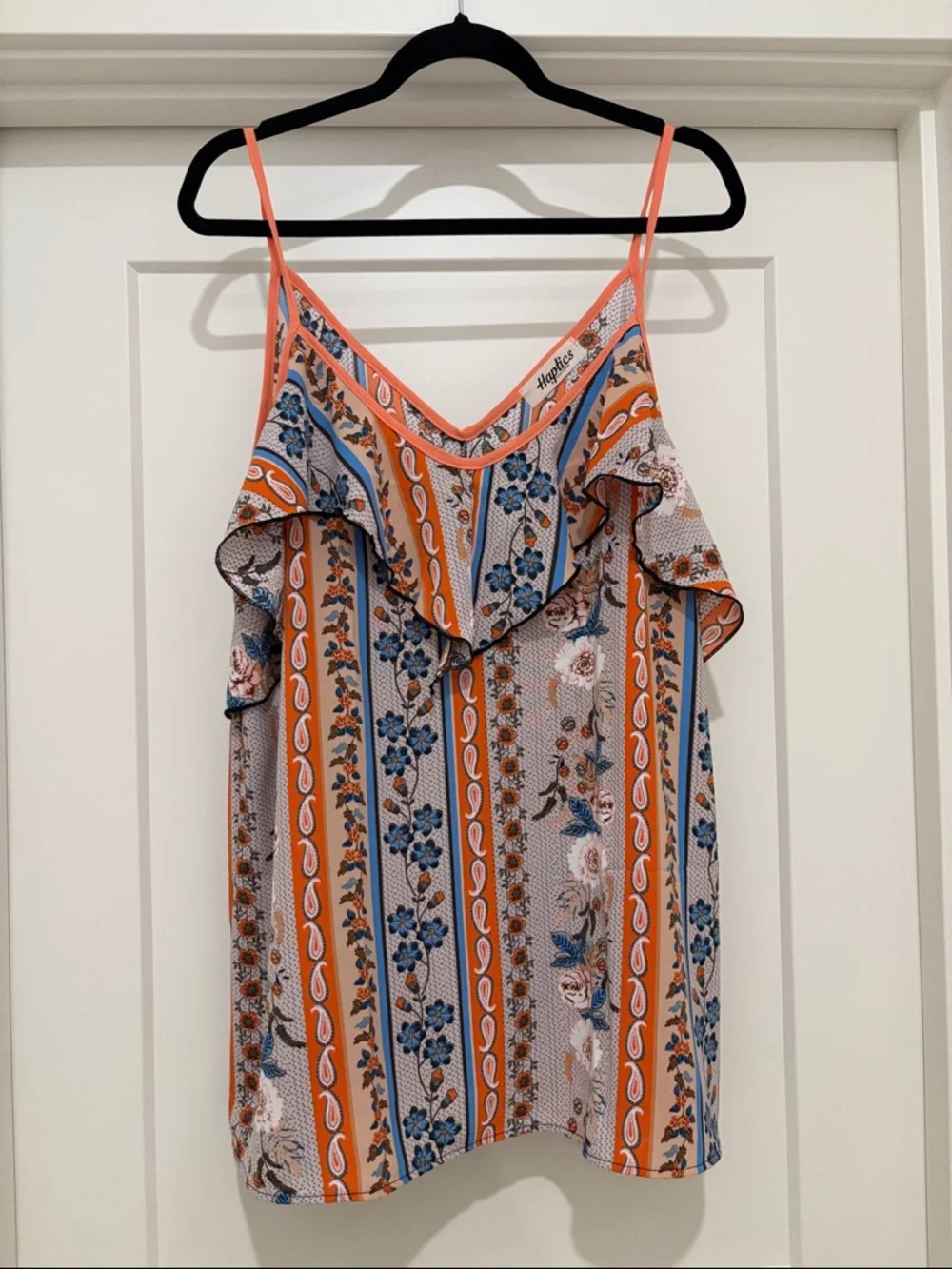 NEW [Haptics] Coral Ruffle V Neck Floral Print Sleeveless Tank Top Women’s 2X - Picture 4 of 9